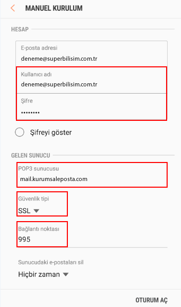 E Posta Kurulumu